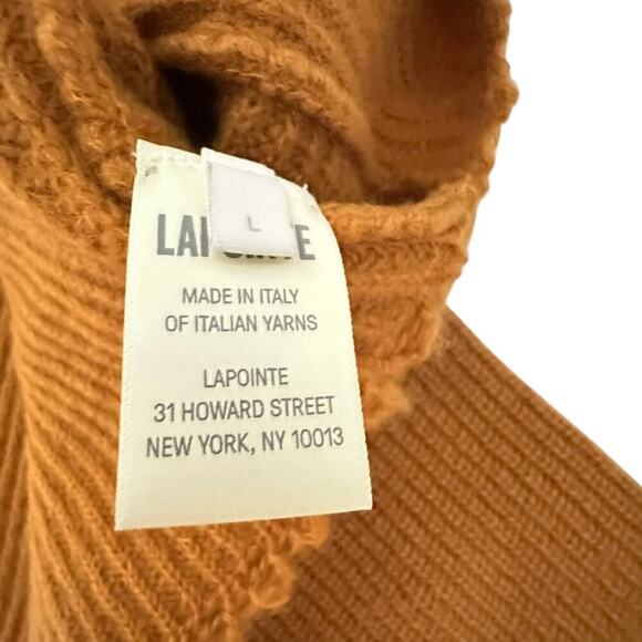 NWTs Lapointe Cropped Frayed Hem Cashmere Silk Turtle Neck Sweater (L) - Picture 10 of 16